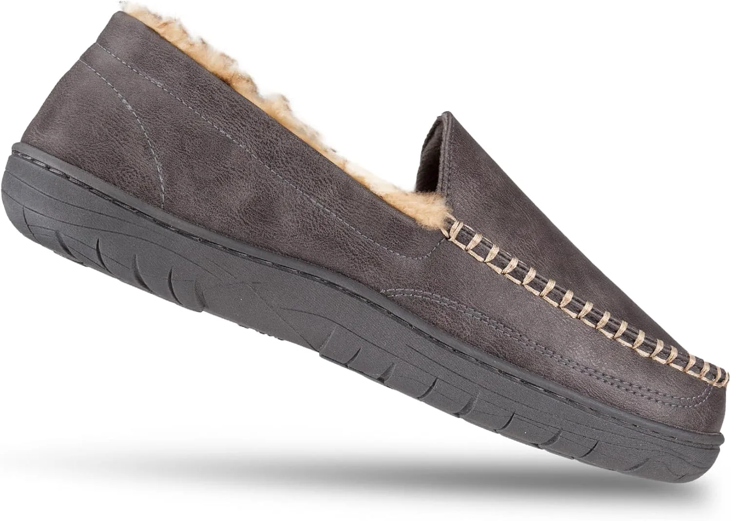 Мужские домашние тапочки Haggar Venetian Slipper для дома и улицы с комфортом из пены с эффектом памяти, серый — фото 2