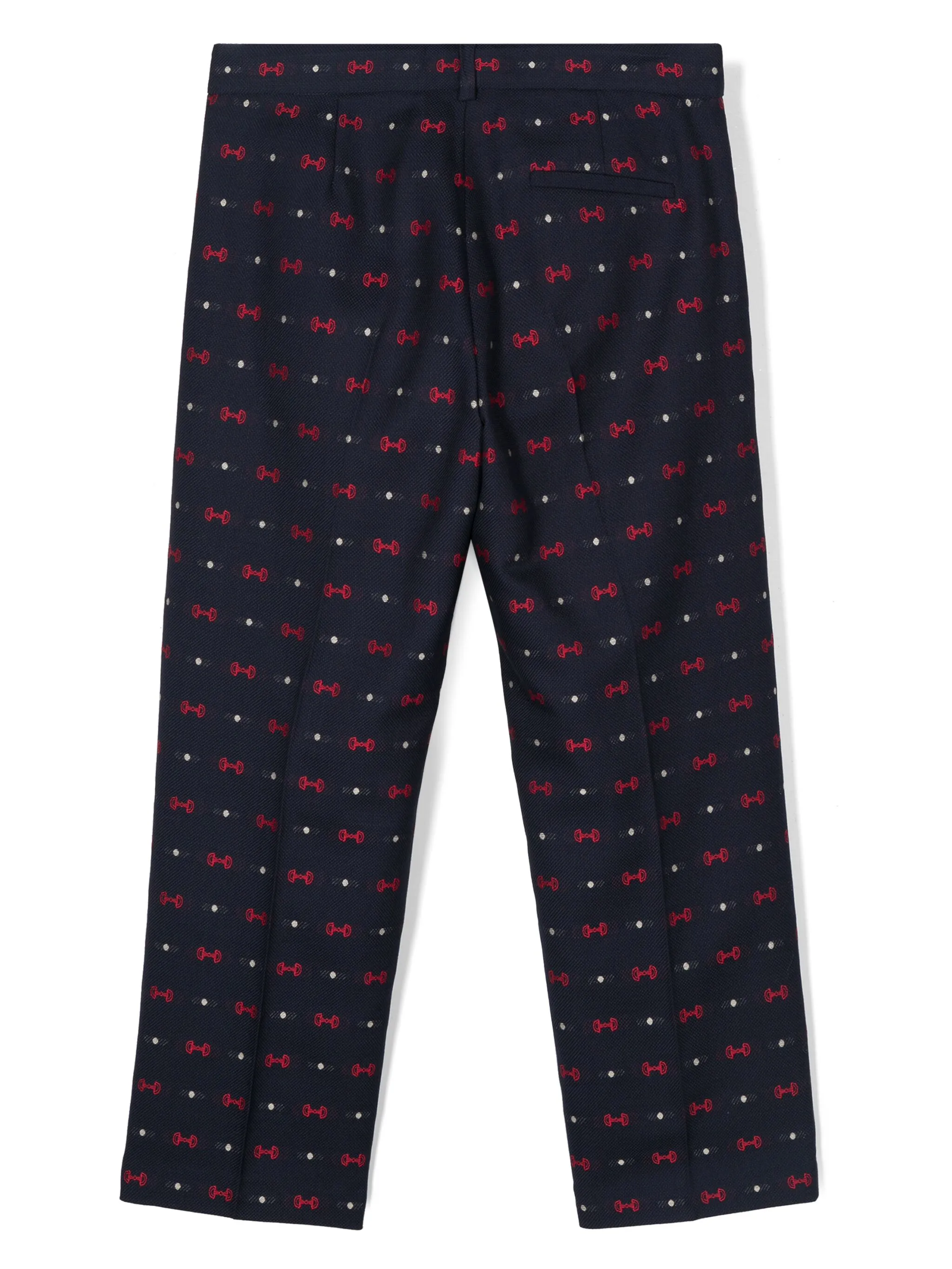 Прямые брюки с вышивкой Horsebit Gucci Kids, синий — фото 2