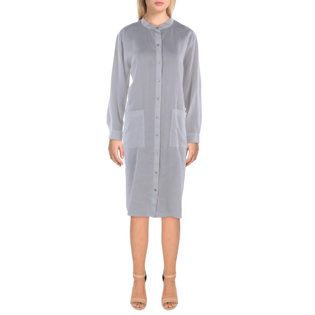 

Женское платье-рубашка миди с классическим воротником Eileen Fisher, цвет corin