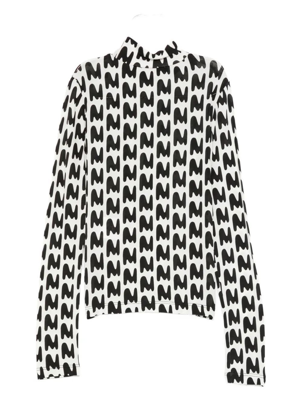 Футболка с абстрактным принтом и воротником-стойкой MSGM Kids, белый — фото 2