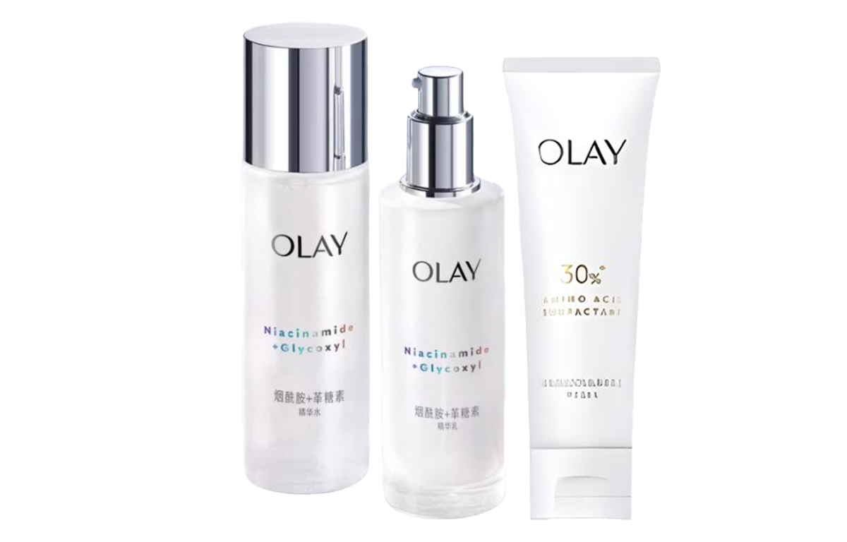 Olay 2 набора отбеливающего очищающего лосьона для ухода за кожей anti glycation отбеливающий антиоксидантный очищающий набор из трех предметов — фото 2
