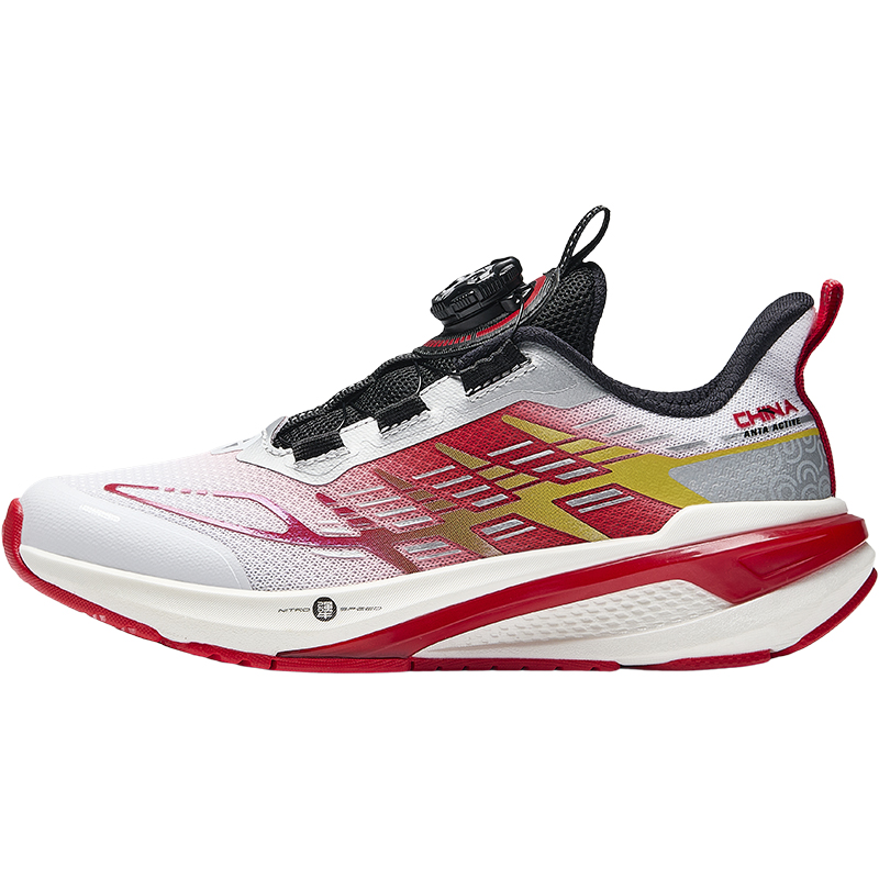 

Antakids Детские беговые кроссовки low top белые красные с амортизацией и износостойкостью