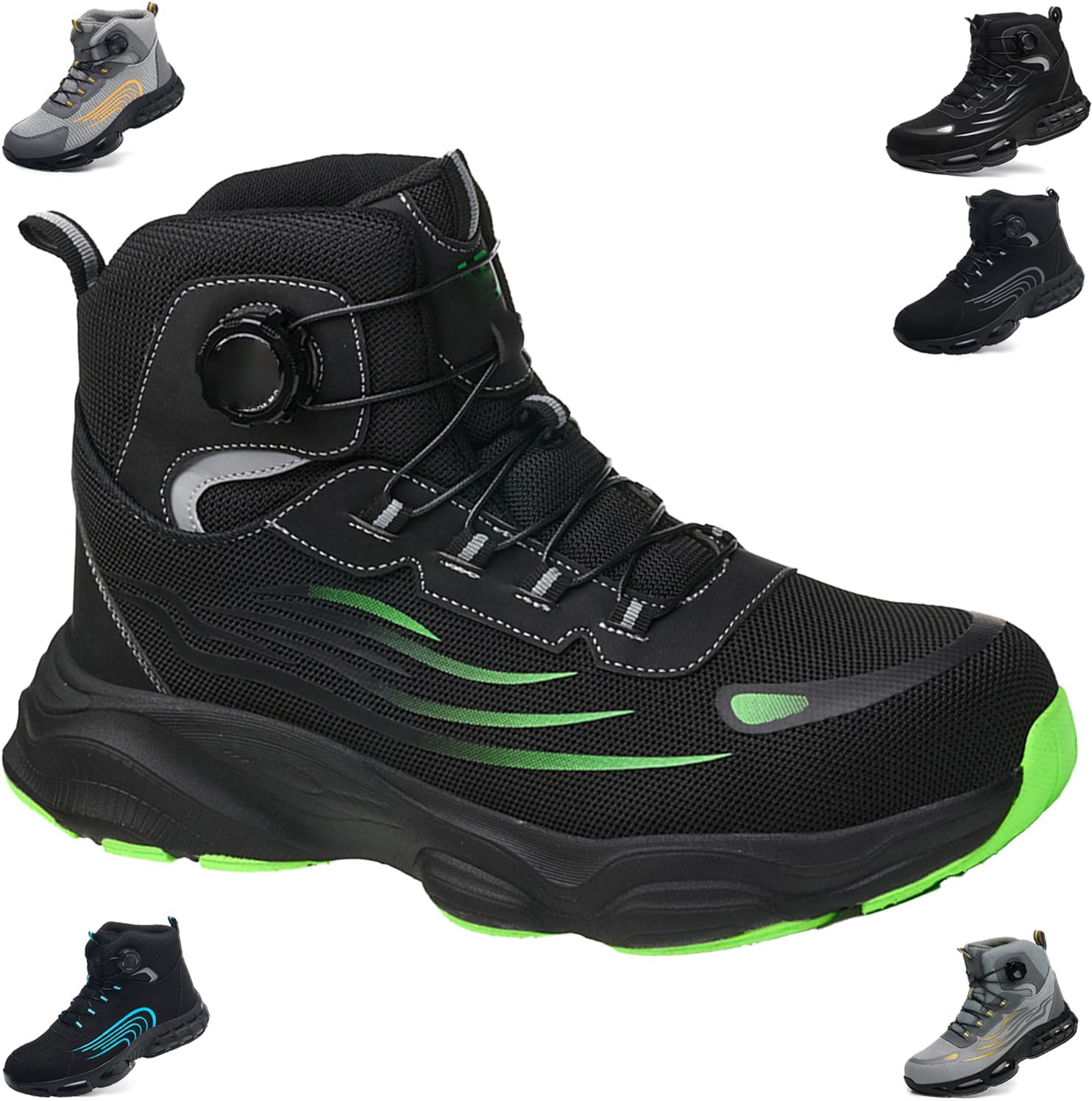 

Рабочие ботинки Nibconce 2025 для мужчин с защитным стальным и композитным носком, легкие, с широкой посадкой, противоскользящие