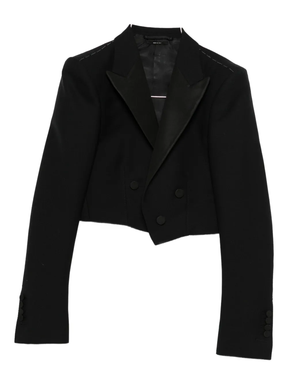 

Двубортный укороченный пиджак Tom Ford, черный