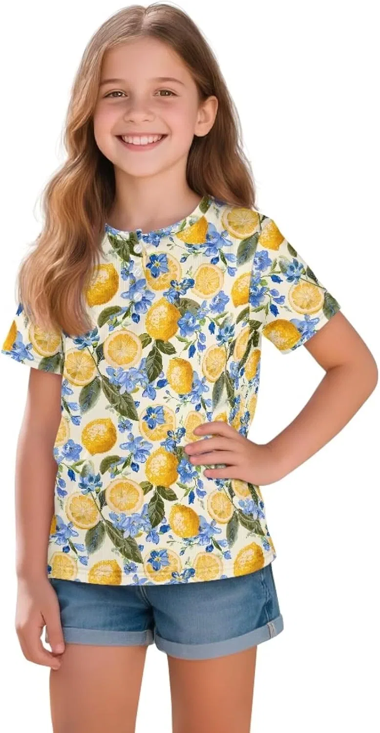 Детская футболка с принтом Gzzxiailg, Blue Floral Lemon