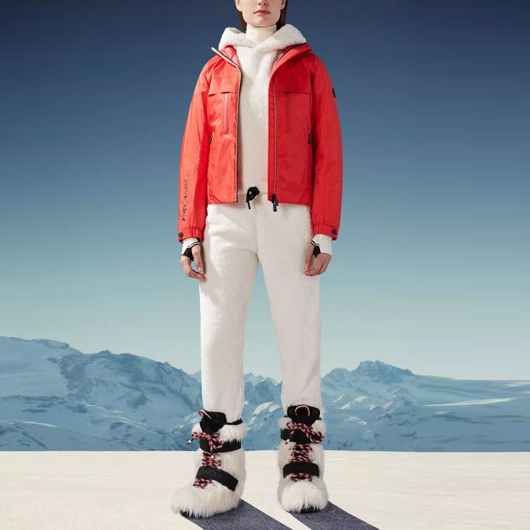 Moncler Вязаные спортивные штаны женские белые, утепленные, с манжетами — фото 4