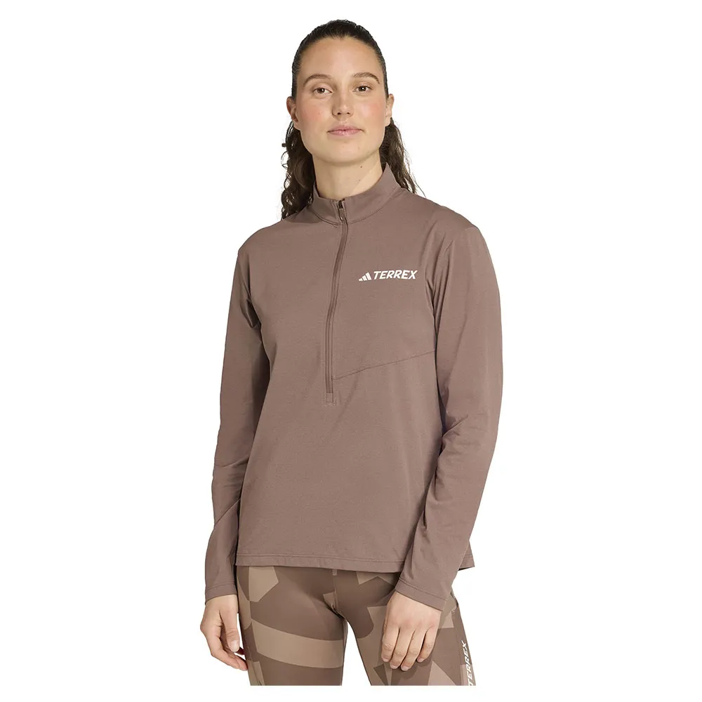 

Лонгслив adidas Terrex Multi Climacool half zip, коричневый