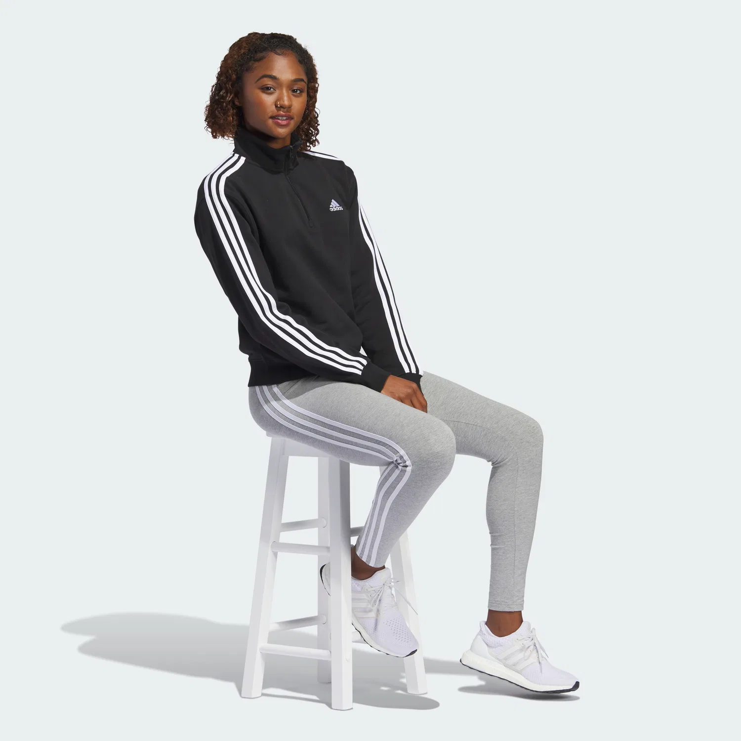 Женский свитшот W 3S FT QZ чёрно-белый от Adidas — фото 4