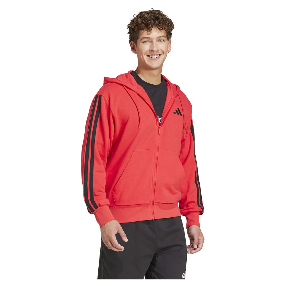 Толстовка adidas Essentials 3 Stripes French Terry full zip, красный — фото 4