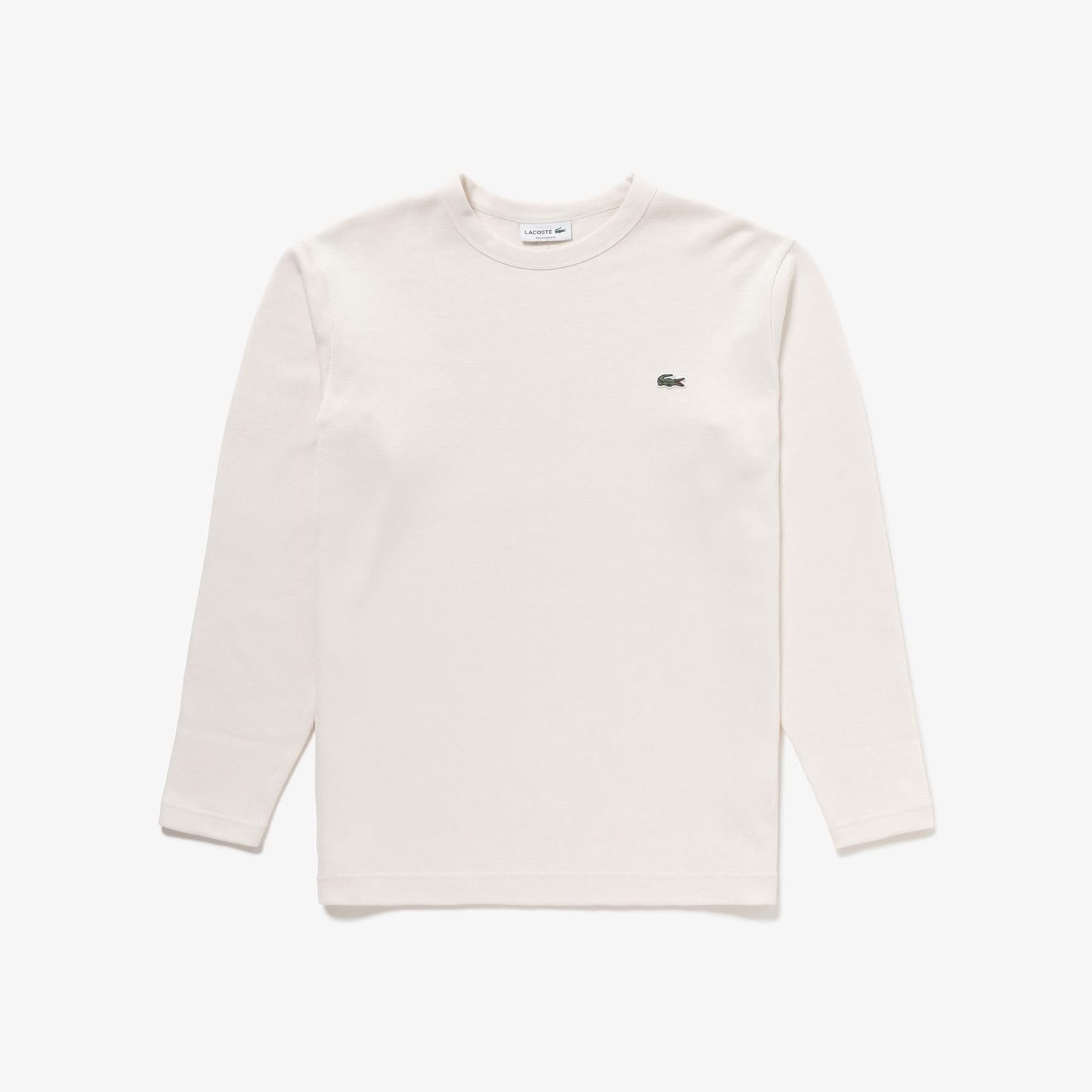 Мужская футболка Lacoste (официальная) из плотного трикотажа с длинным рукавом, светло-бежевый — фото 4