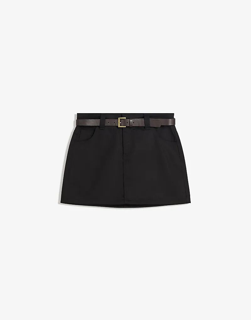 

Мини-юбка Bershka Cotton с поясом черного цвета