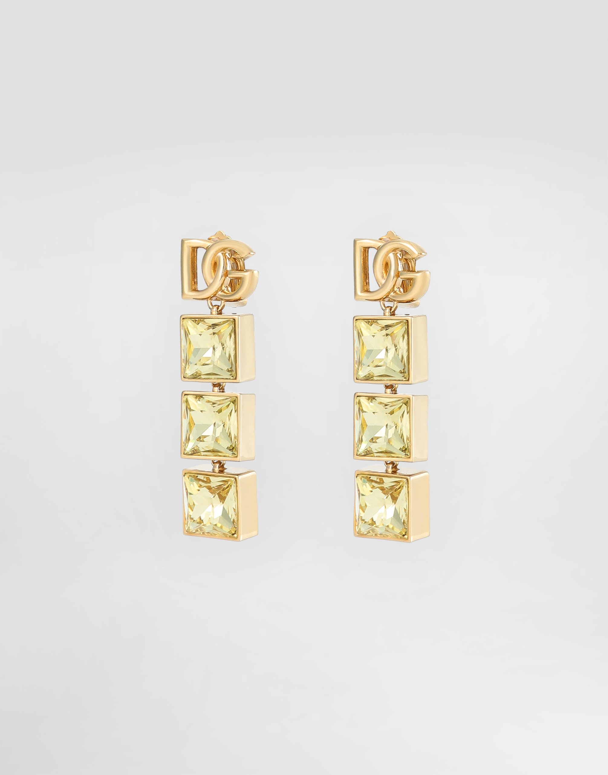 Серьги-подвески с логотипом dg и стразами Dolce & Gabbana, золото — фото 2