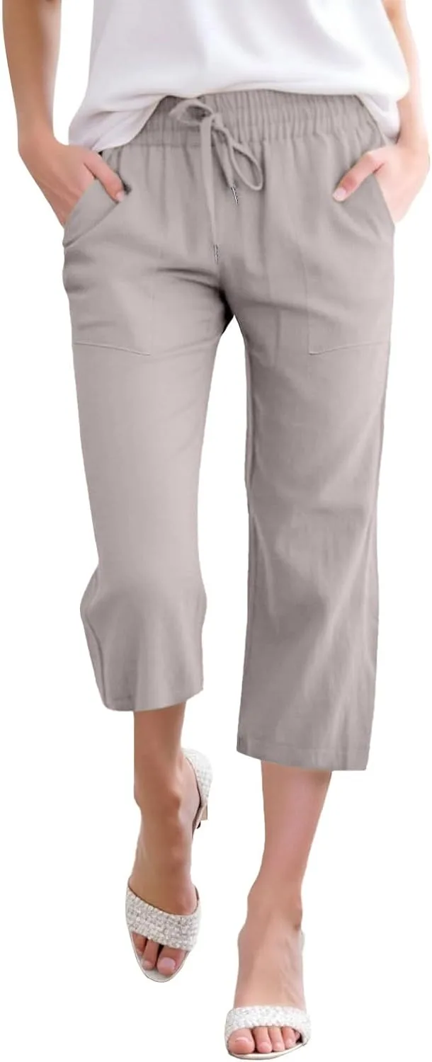 

Aniywn прямые брюки женские летние комфортные с высокой талией и карманами