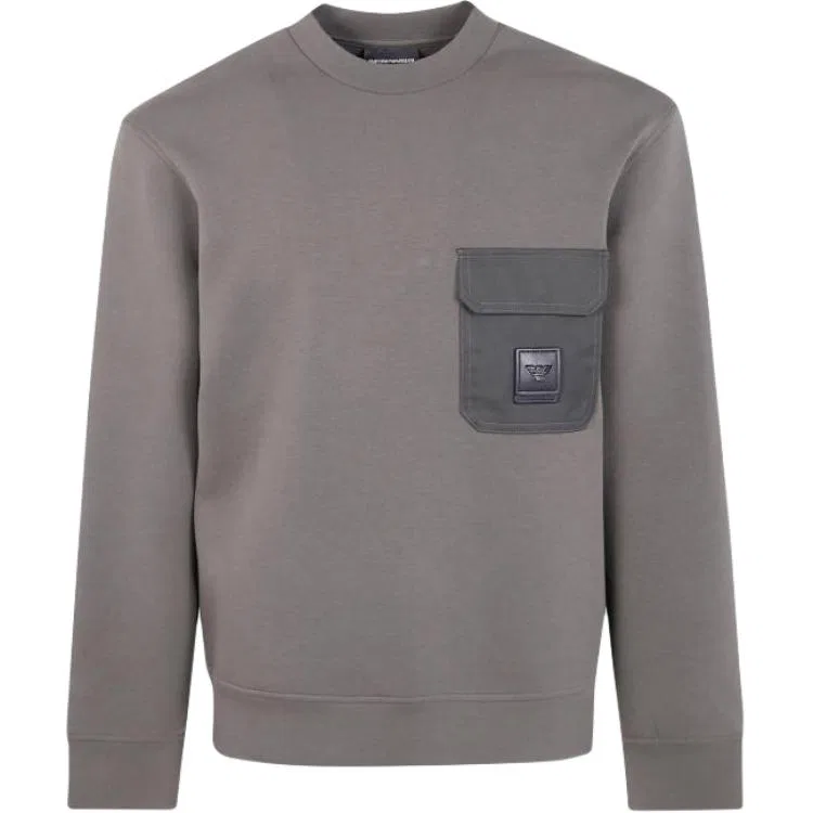 Свитшот из хлопка с накладными карманами EMPORIO ARMANI, Gray