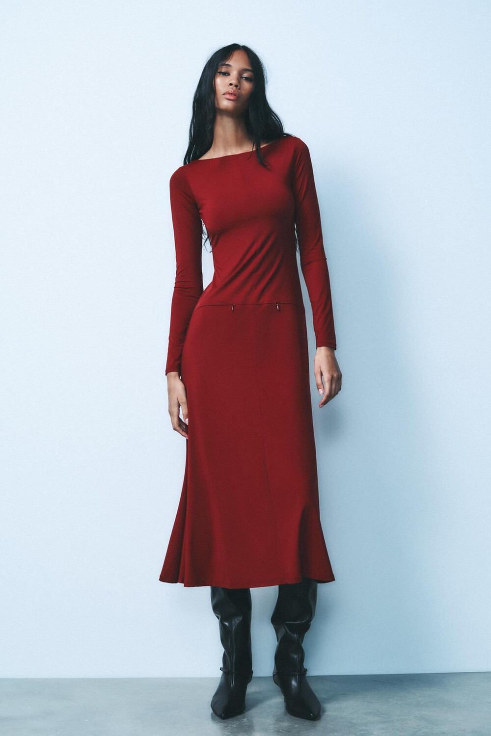 

Кожаные ботинки на каблуке-кошке с пряжкой ZARA, черный