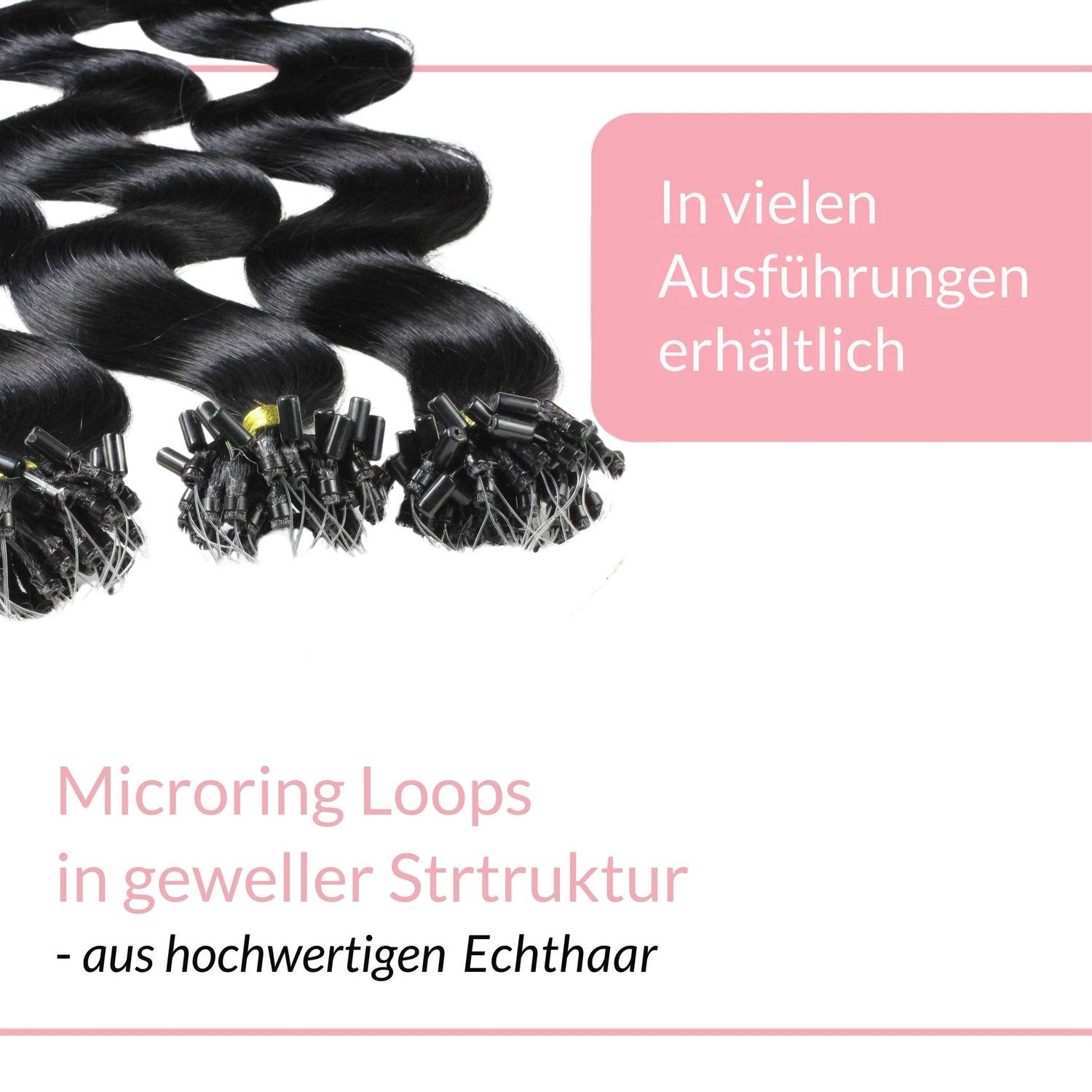 Накладные волосы microring extensions echthaar #2/0 schwarz 0.5g Hair2Heart, 40cm, количество 25 шт. — фото 3
