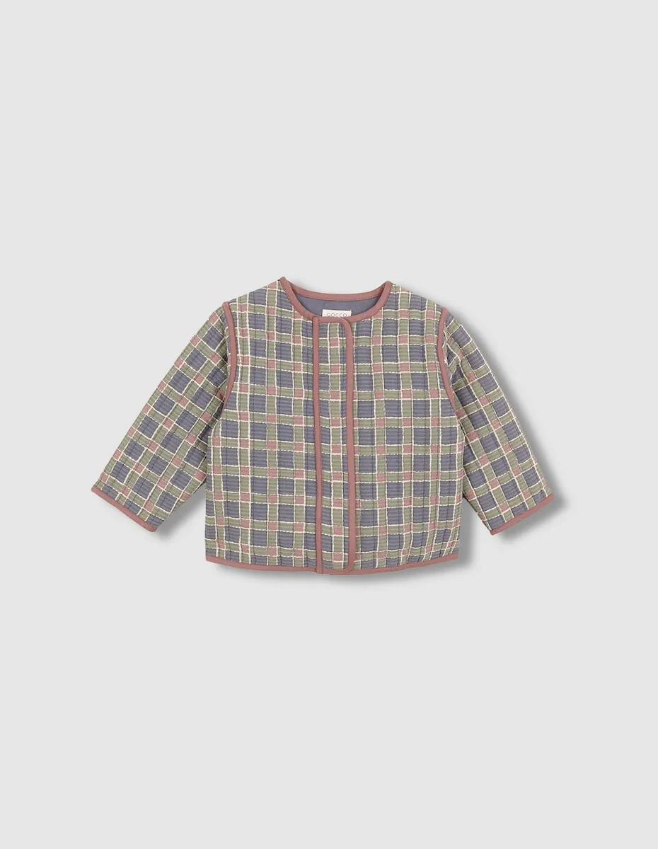 

Стеганая куртка для девочки с клетчатым узором Gocco, темно-синий