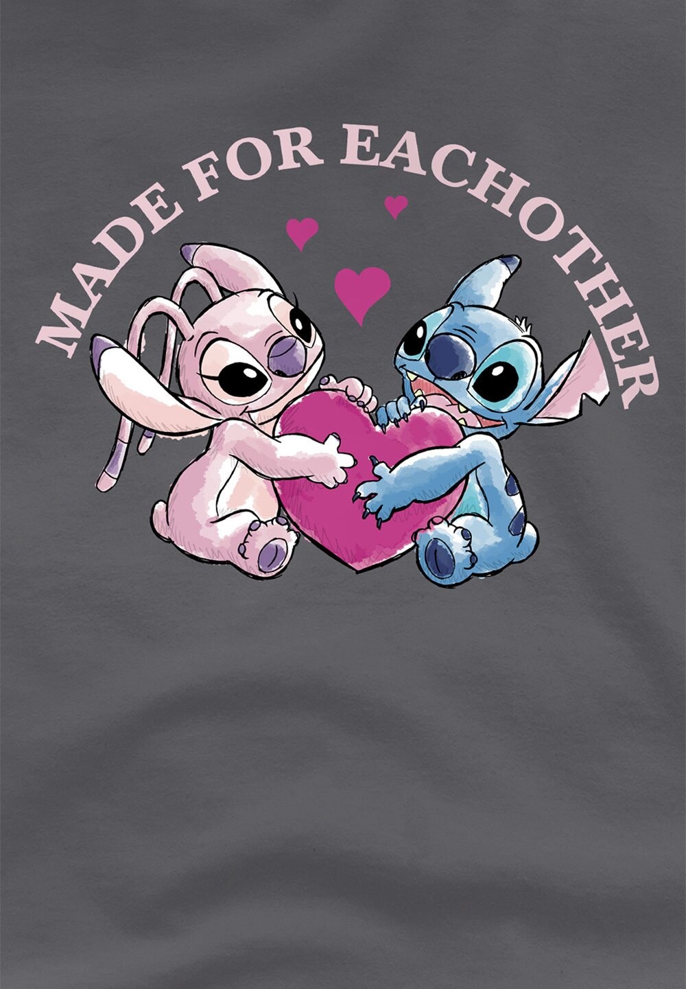

Футболка с принтом LILO STITCH MADE FOR EACH OTHER Disney, антрацит