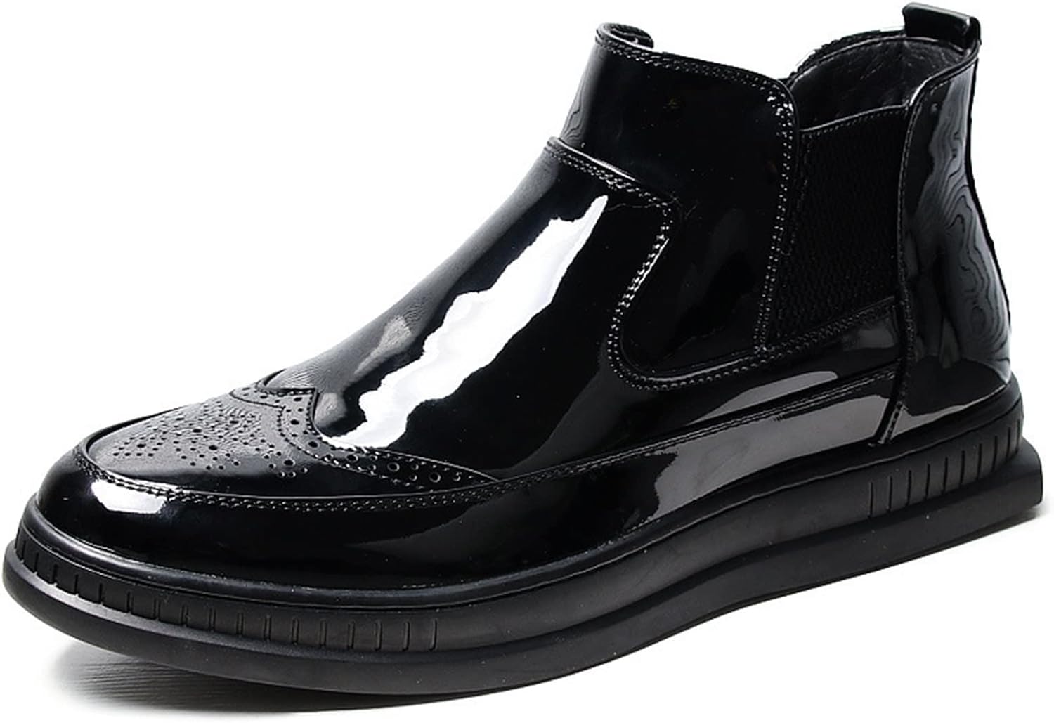 

Мужские ботинки до щиколотки с круглым носком, эластичной лентой и молнией, из веганской кожи, водонепроницаемые, с противоскользящей и износостойкой подошвой, подходят для многих случаев. (Цвет: черный, размер: 8) Gommer