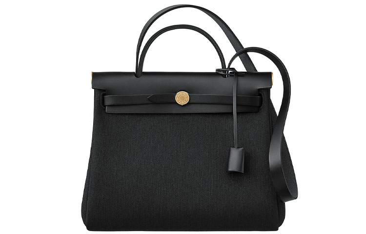

HERMES Сумка через плечо Herbag Zip Reversible Canvas с кожаной вставкой унисекс черная