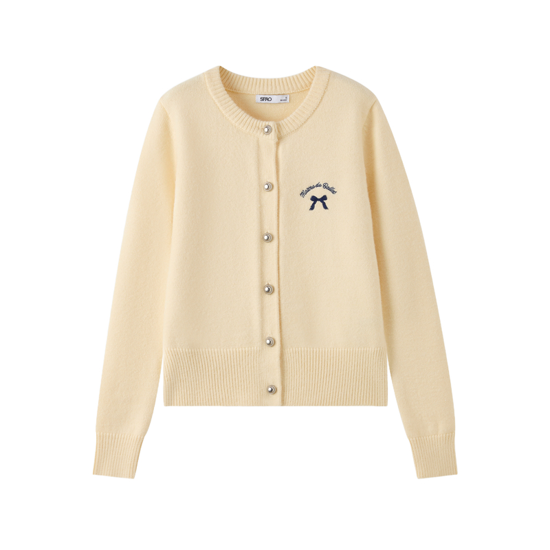 

Трикотажный джемпер с круглым вырезом для женщин SPAO, светло-желтый