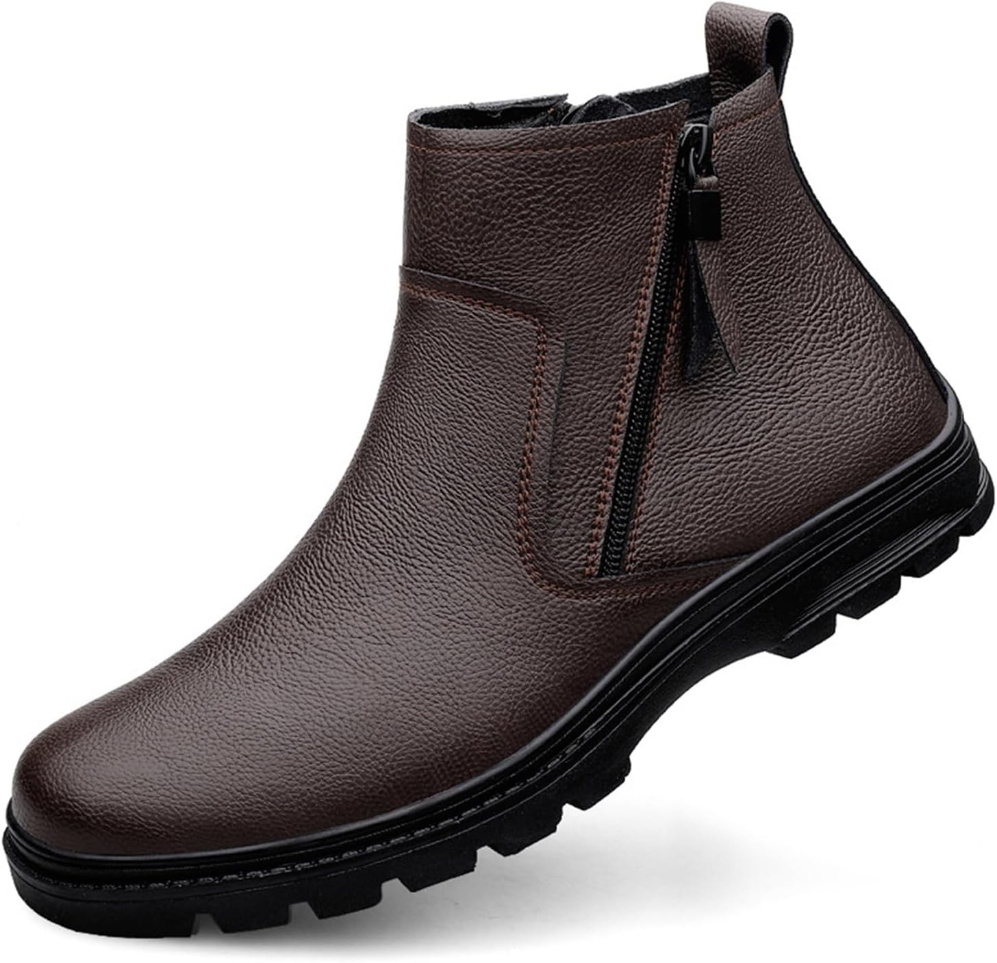 

Зимние ботинки Челси Плюс бархатные ботинки Мужские деловые кожаные повседневные ботинки на щиколотку Снежные ботинки Dmgyck, коричневый