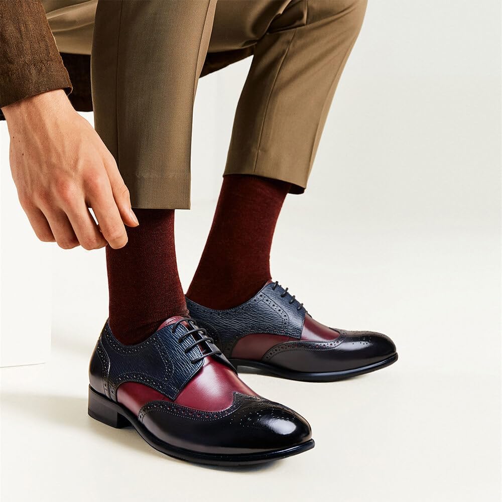 Мужские классические туфли Jepsengord Wingtip из натуральной кожи коровы, оксфорды с брогированием, формальные деловые и свадебные дерби Jepsen Gord, черный/красный — фото 2