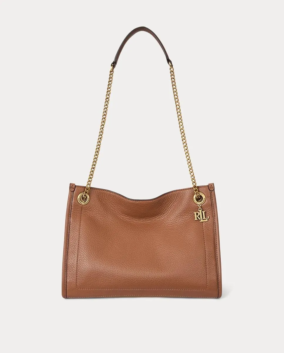 

Средняя кожаная сумка-тоут Bradley Lauren Ralph Lauren, песочный