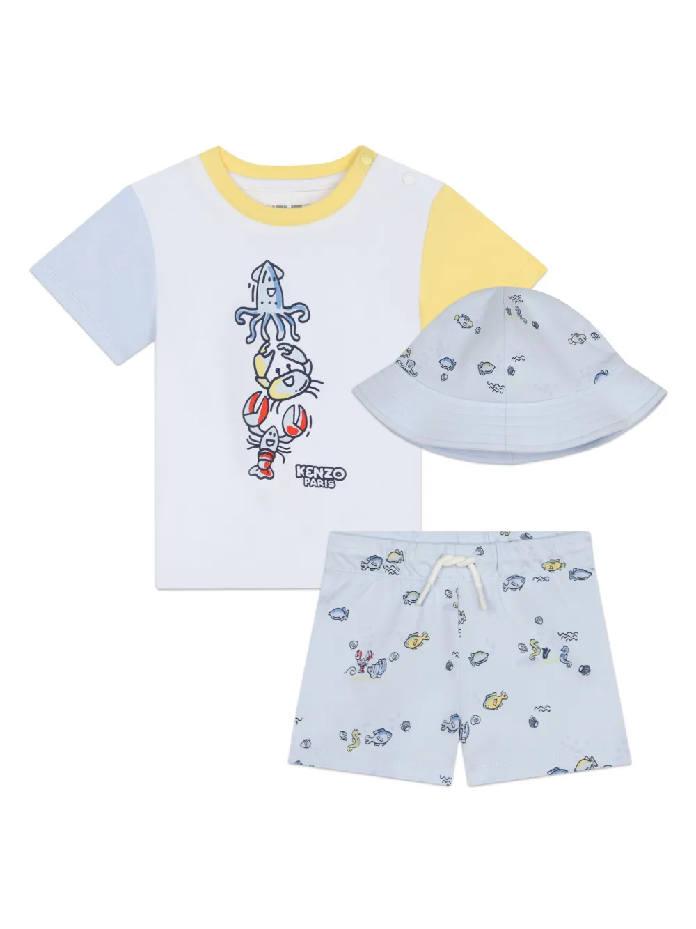 

Комплект из топа и шортов с графичным принтом Kenzo Kids, белый