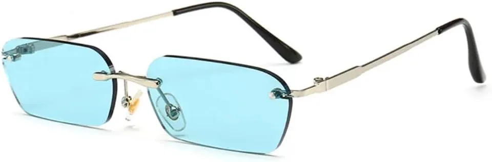 

Модные солнцезащитные очки без оправы, трендовые прозрачные, красные, синие, желтые, мужские, прямоугольные, с защитой от УФ-излучения UV400 UUPTTPL, Turquoise Blue