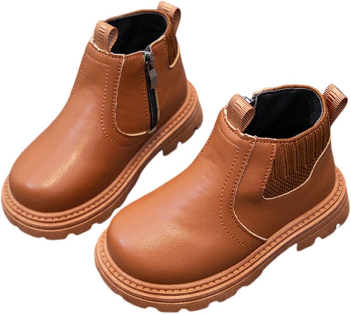 

Ботинки из искусственной кожи Ctreela для мальчиков и девочек, маленькие детские туристические и снежные ботинки, зимние и осенние ботильоны на молнии с боковой застежкой, Brown