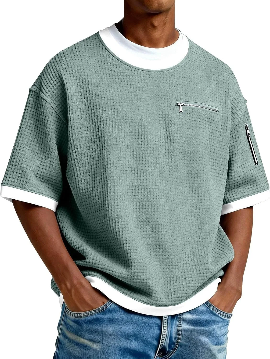 

Мужская поло с коротким рукавом, Waffle 2 in 1 ASFGIMUJ