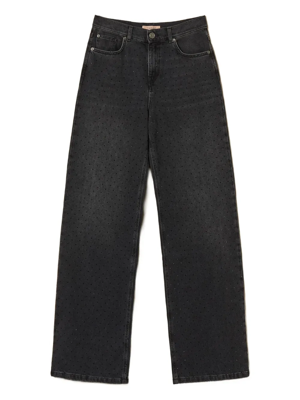 

Джинсы с пятью карманами, украшенные стразами Twinset, черный