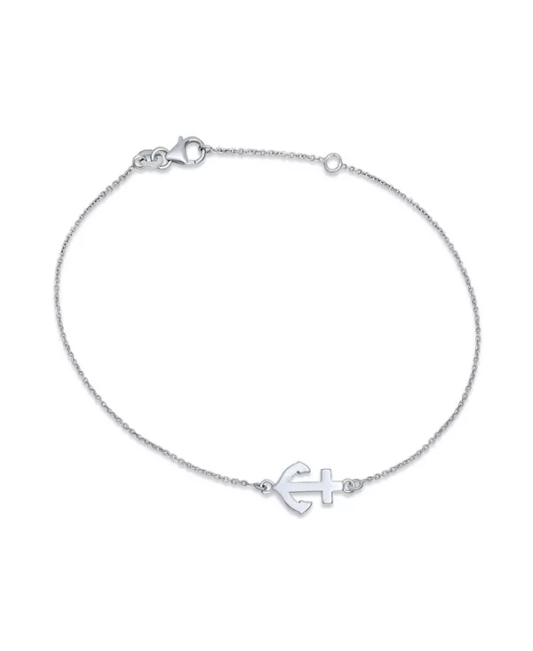 

Браслет на лодыжку с подвеской в виде морского якоря, выполнен из серебра 925 пробы, регулируется от 9 до 10 дюймов с помощью удлинителя Bling Jewelry, silver