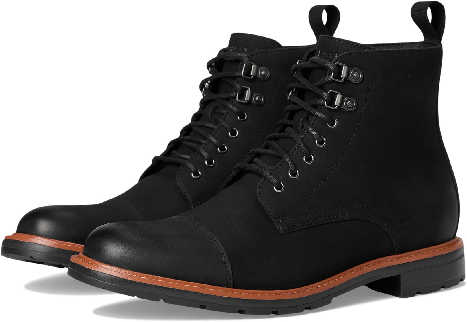 

Ботинки Cole Haan Men's Chamberlin Grand Cap Toe Boots, Black Nubuck/Black Water Resistant