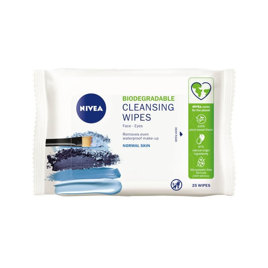 

Биоразлагаемые освежающие салфетки 3 в 1 для вас 25 шт. Nivea, Biodegradable Cleansing Wipes