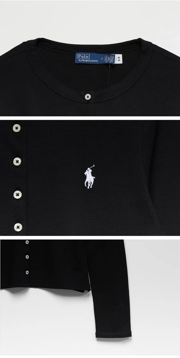 Женский сетчатый кардиган с длинными рукавами чёрный от Polo Ralph Lauren — фото 4