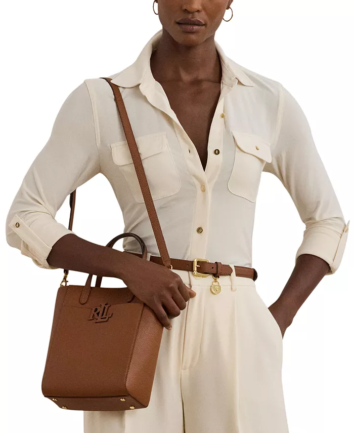 

Маленькая сумка-тоут Cameryn из шагреневой кожи Lauren Ralph Lauren, коричневый