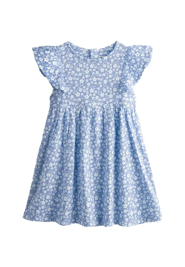 Платье Regular fit, джерси, Jojo Maman Bébé, синий мелкий цветочный принт