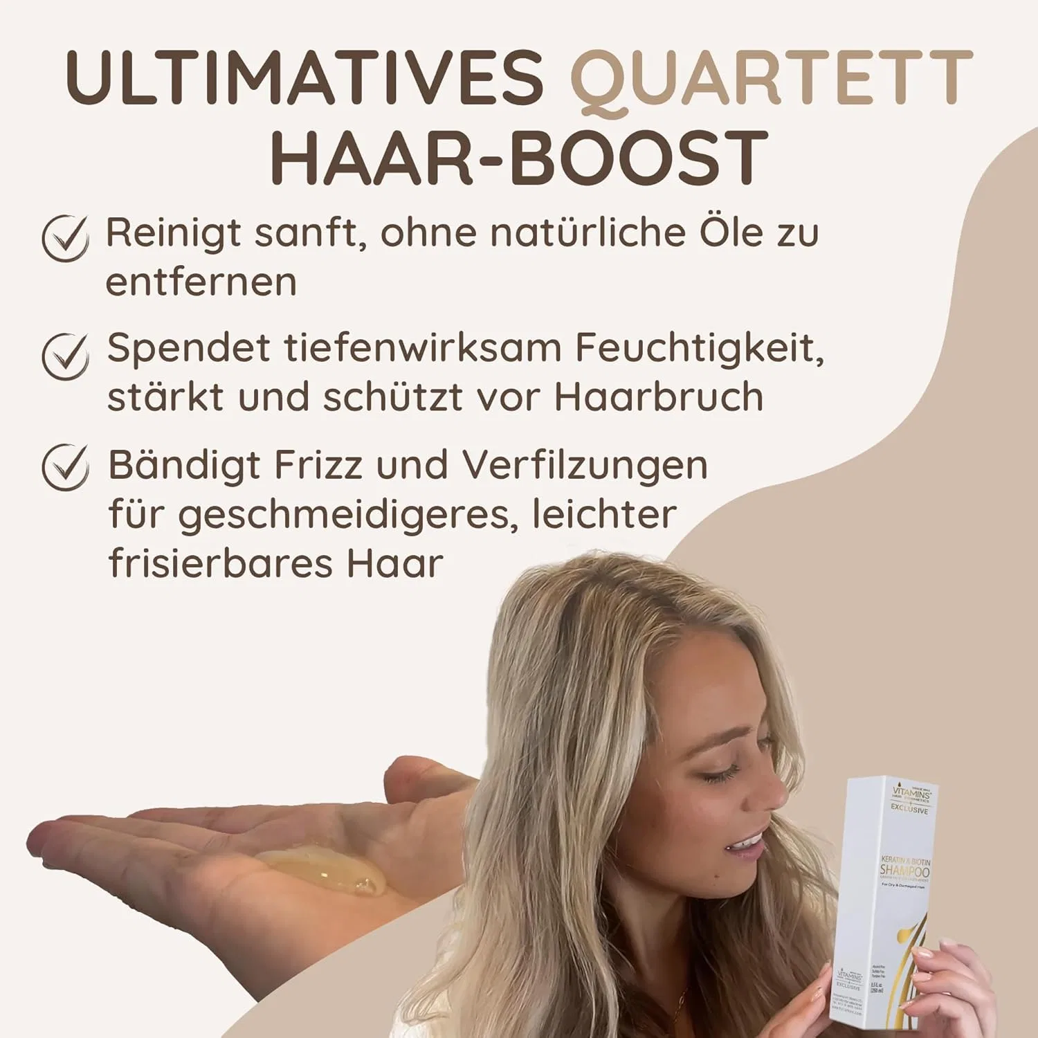 Кератиновый шампунь для поврежденных волос Vitamins Keratin Shampoo Vitamins Hair Cosmetics — фото 4