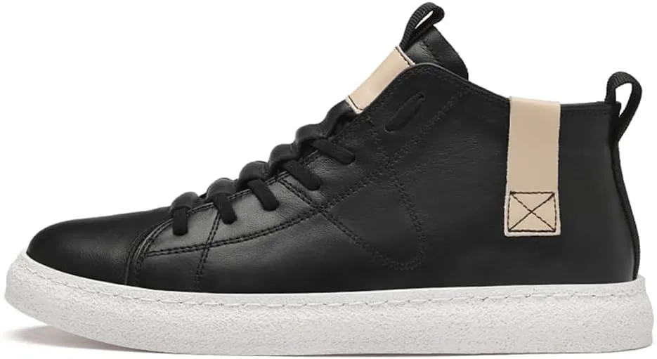 

Мужские повседневные обувь, модные высокие кожаные кроссовки, дышащие и удобные для ходьбы Abborora, черный