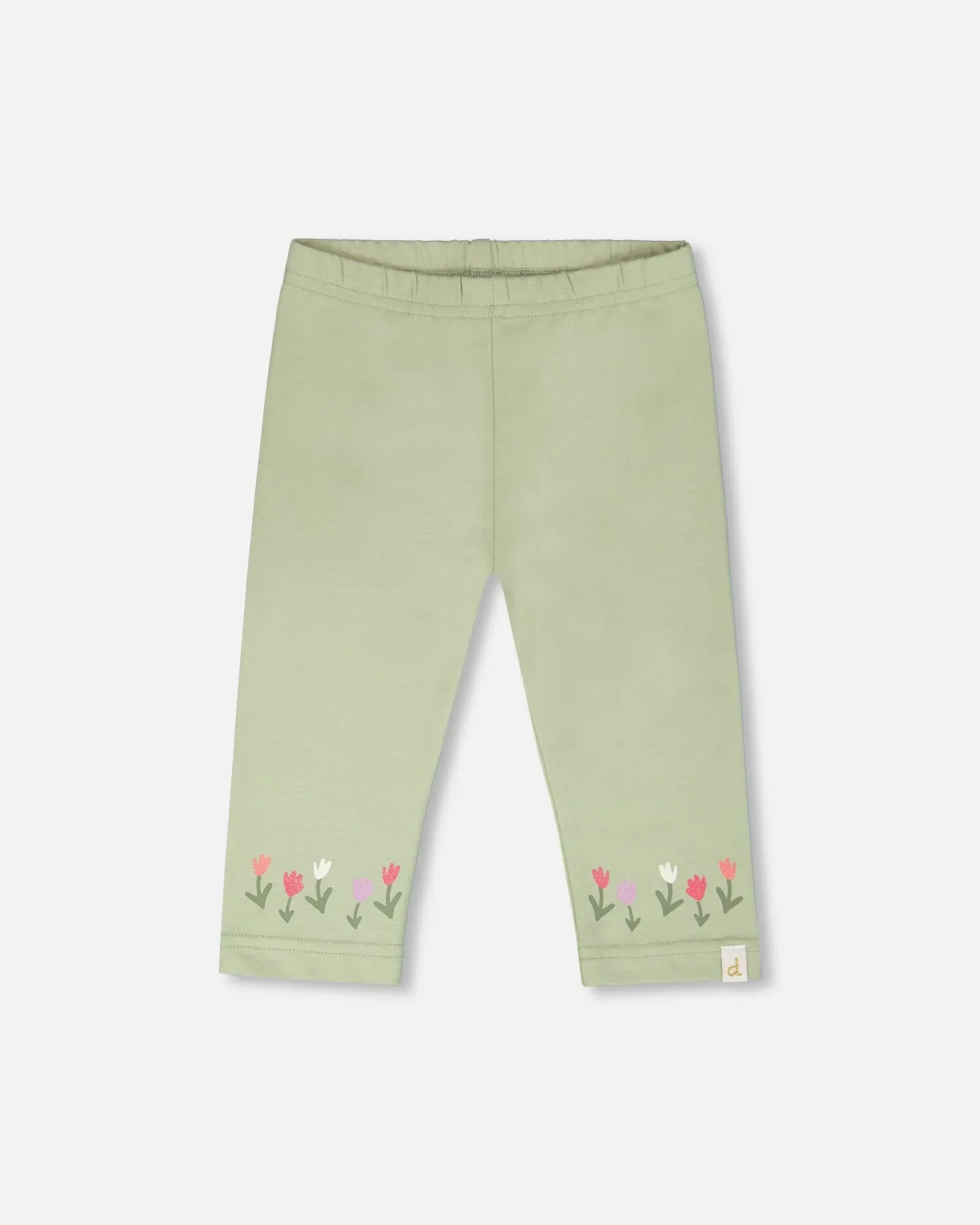 Брюки-капри Organic Cotton Jersey светло-зеленые цвета хаки Deux Par Deux