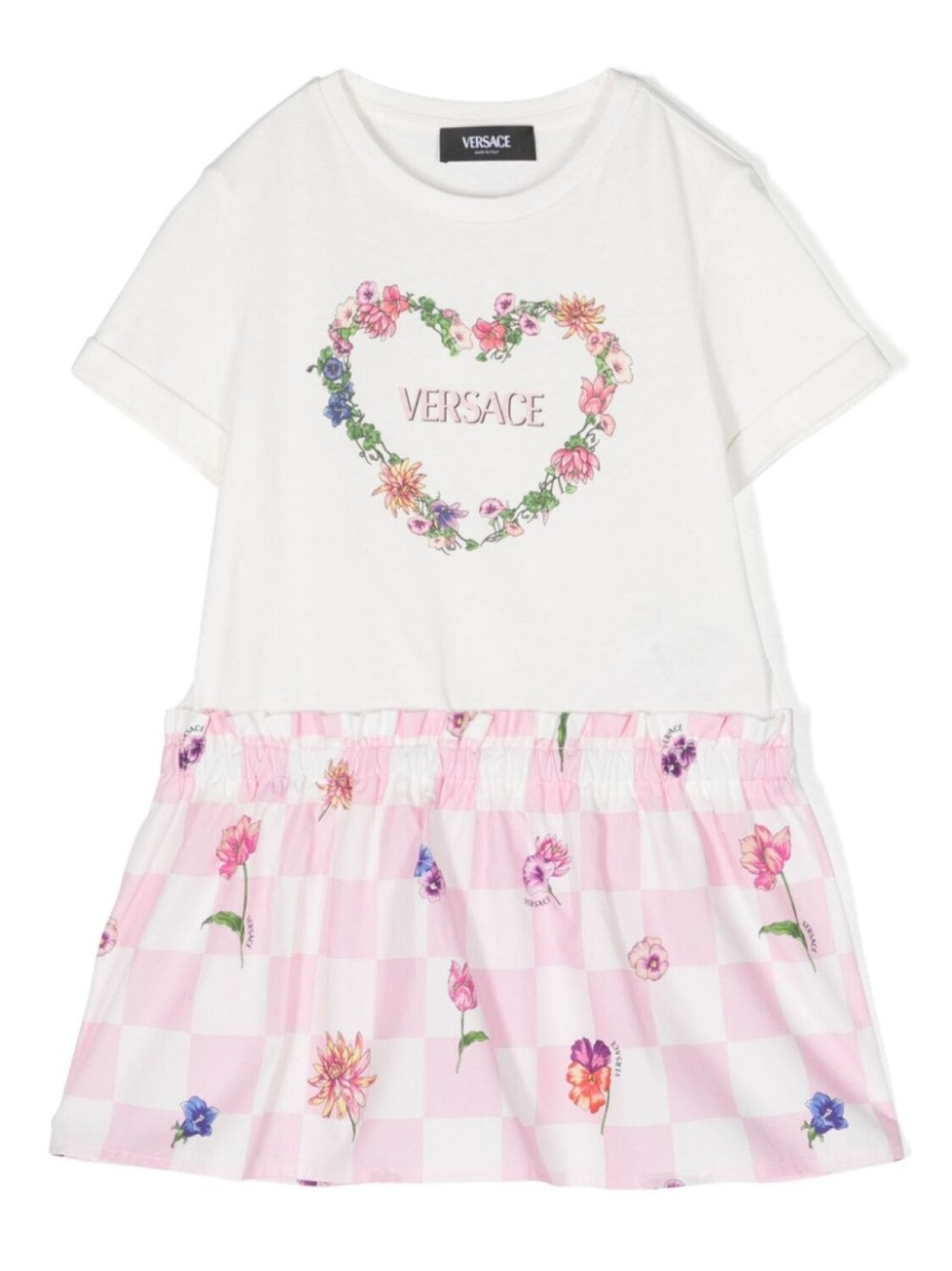 

Versace Kids расклешенное платье с логотипом, белый