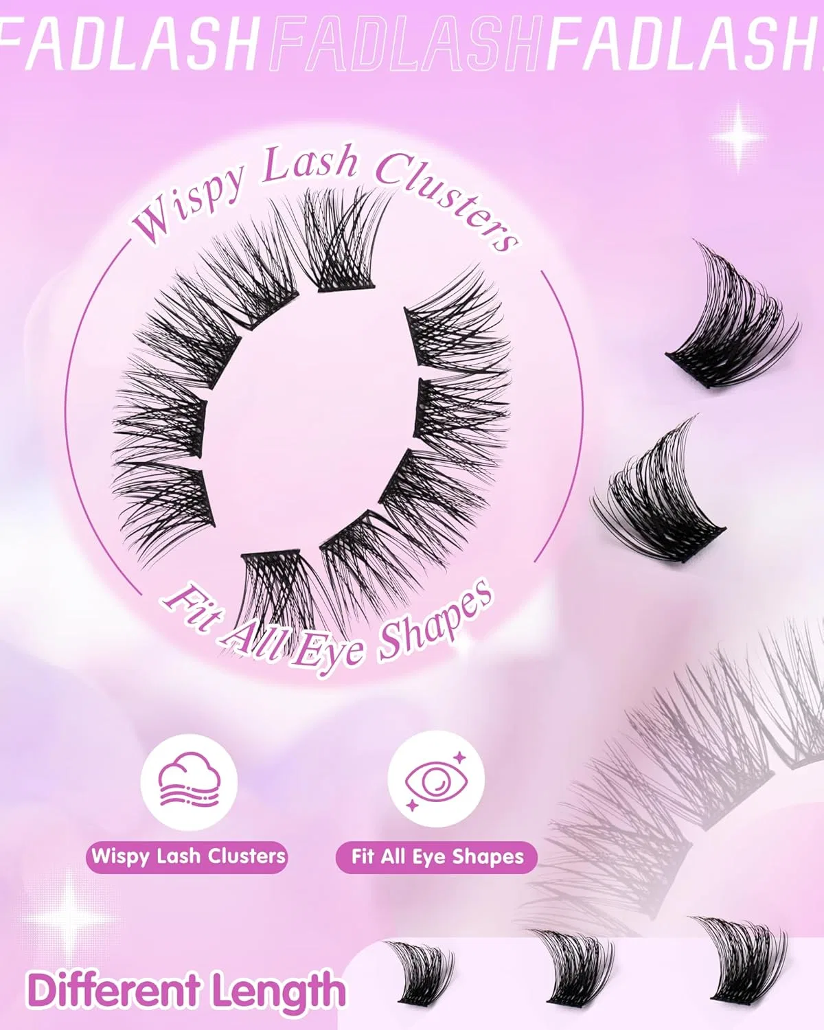 Накладные ресницы Fadlash Cluster Eyelashes 8-16 мм, 0.07 мм ‎Fadlash — фото 2
