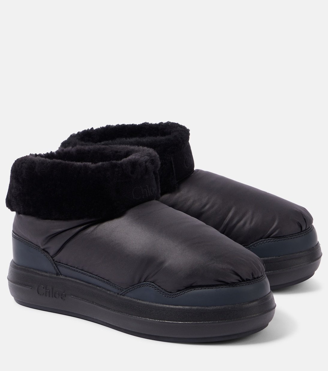 Ботильоны Polar с отделкой из искусственной овчины Chloé, черный