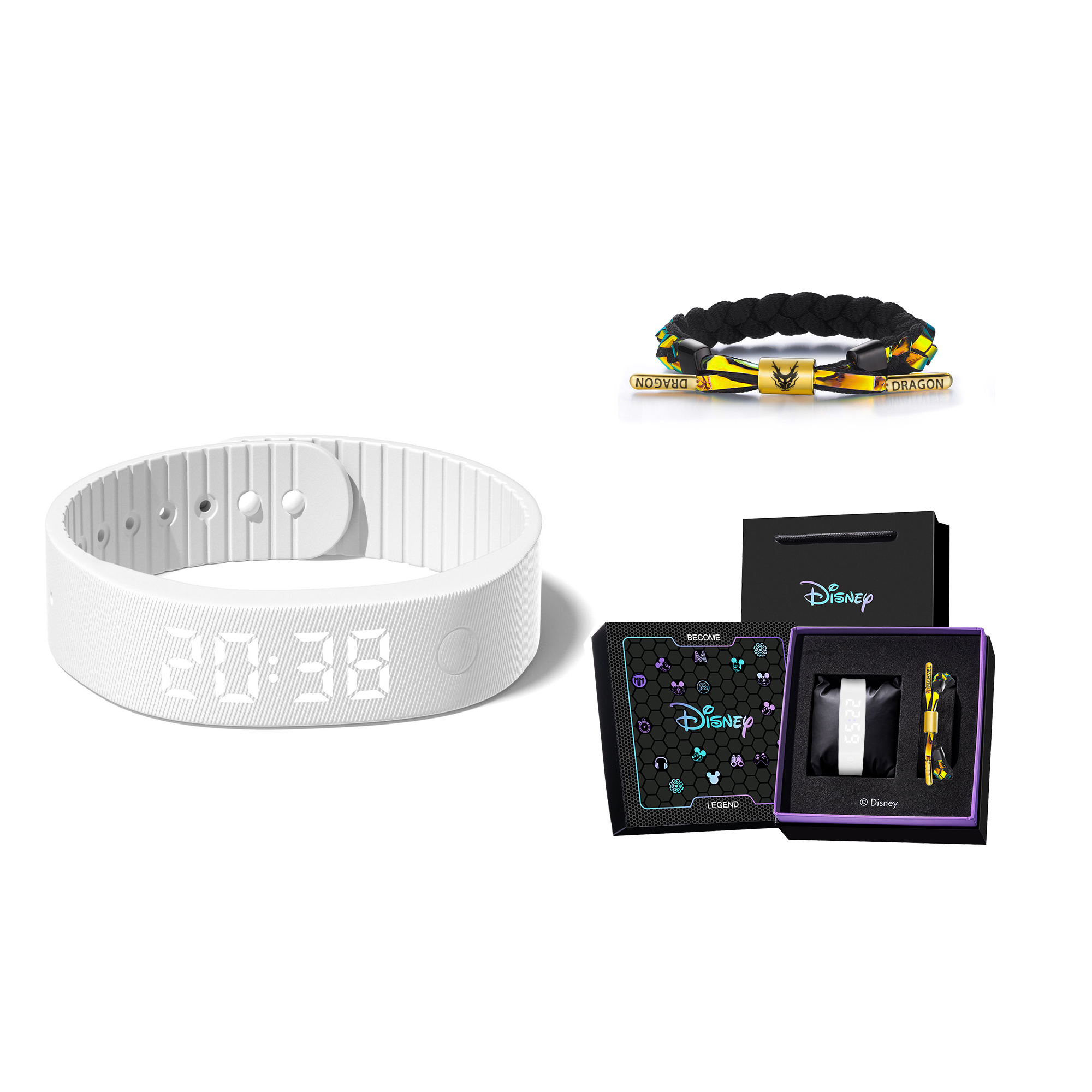 

Disney Часы Mickey Wrist Watch Electronic Movement Silicone Strap Watch Unisex Black Dial, Simple White[Disney Trendy and Cool Box]
