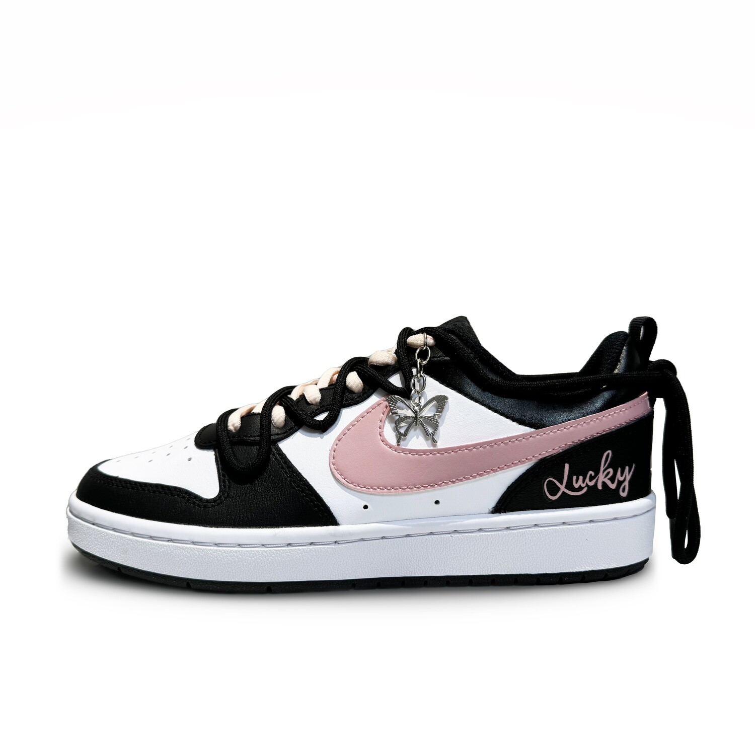 

Кроссовки Nike Court Borough Skateboarding Shoes Women's Low-top Black/White, черный/розовый