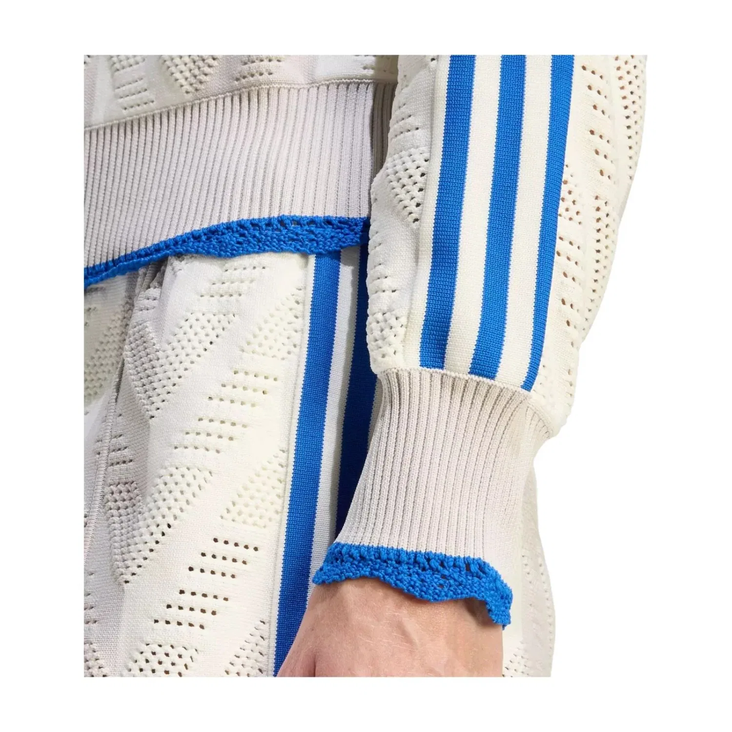 Куртка Adidas Originals Firebird Open-Knit Crochet Track Jacket, белый — фото 3