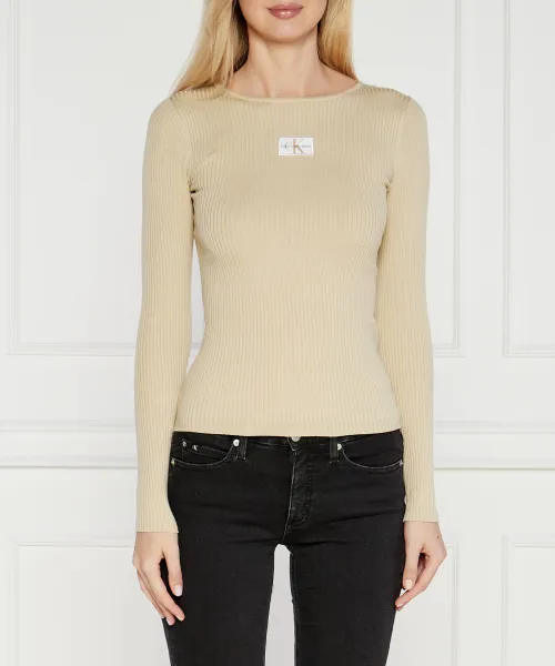 

Свитер Slim fit Calvin Klein Jeans, бежевый