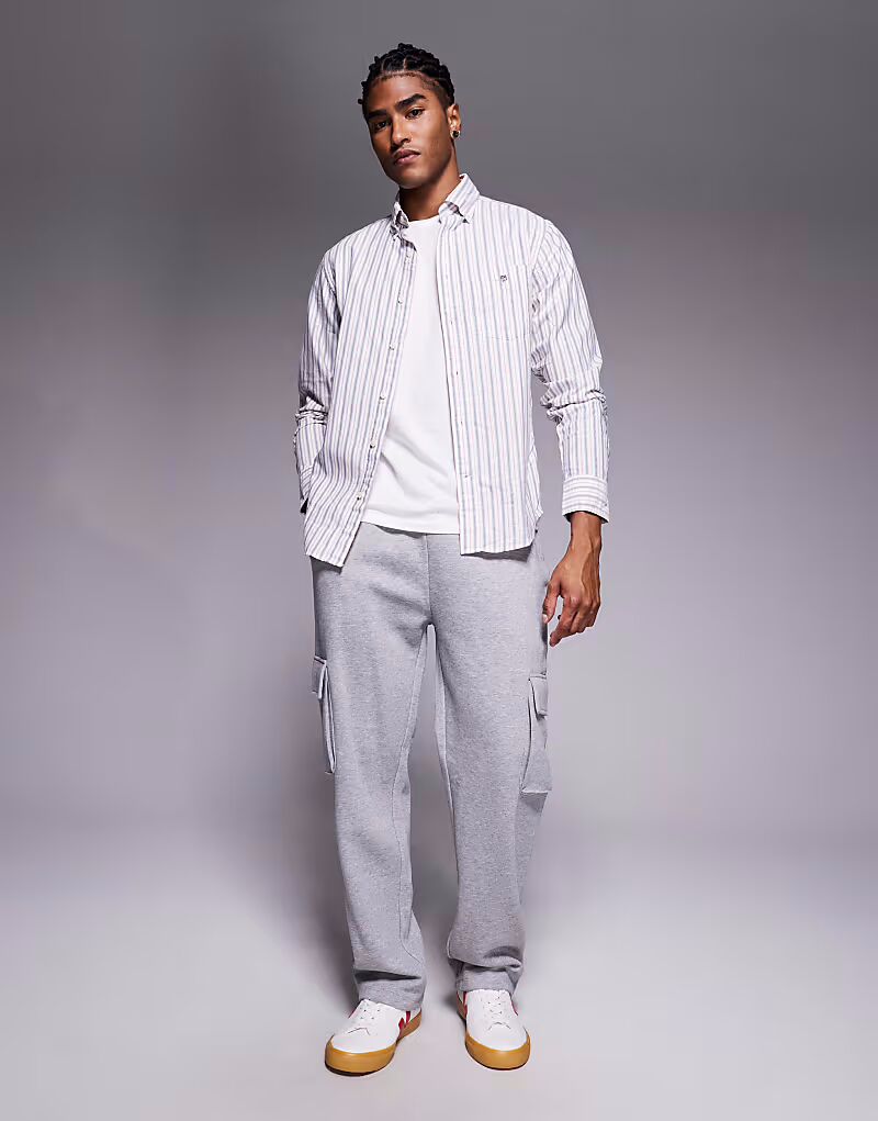 

Широкие брюки-карго серого меланжевого цвета Asos Design